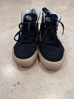 Vans Black Sk-8 High-Top Sneakers with Gold Glitter Gum Sole
